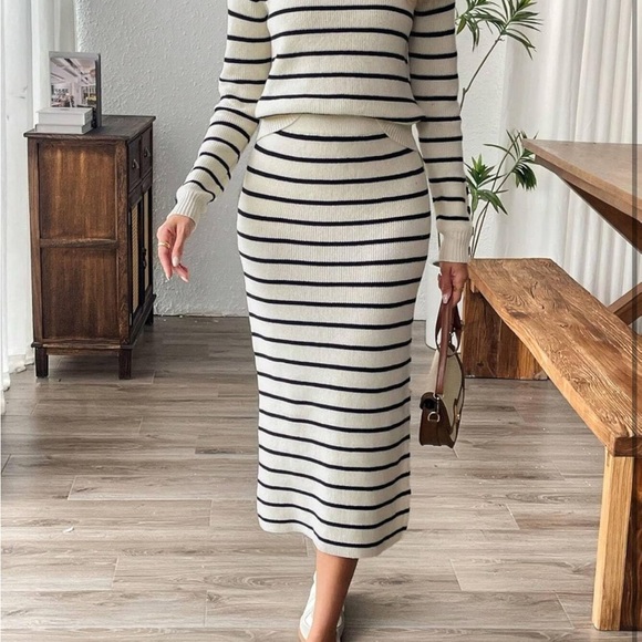 Striped Knit Top AND Skirt OUTFIT in Black and White - small - Picture 3 of 5